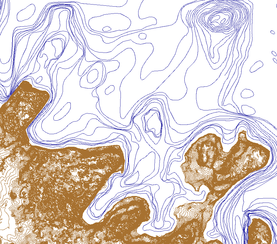 Simple Bathymetric Topographic Contour Map